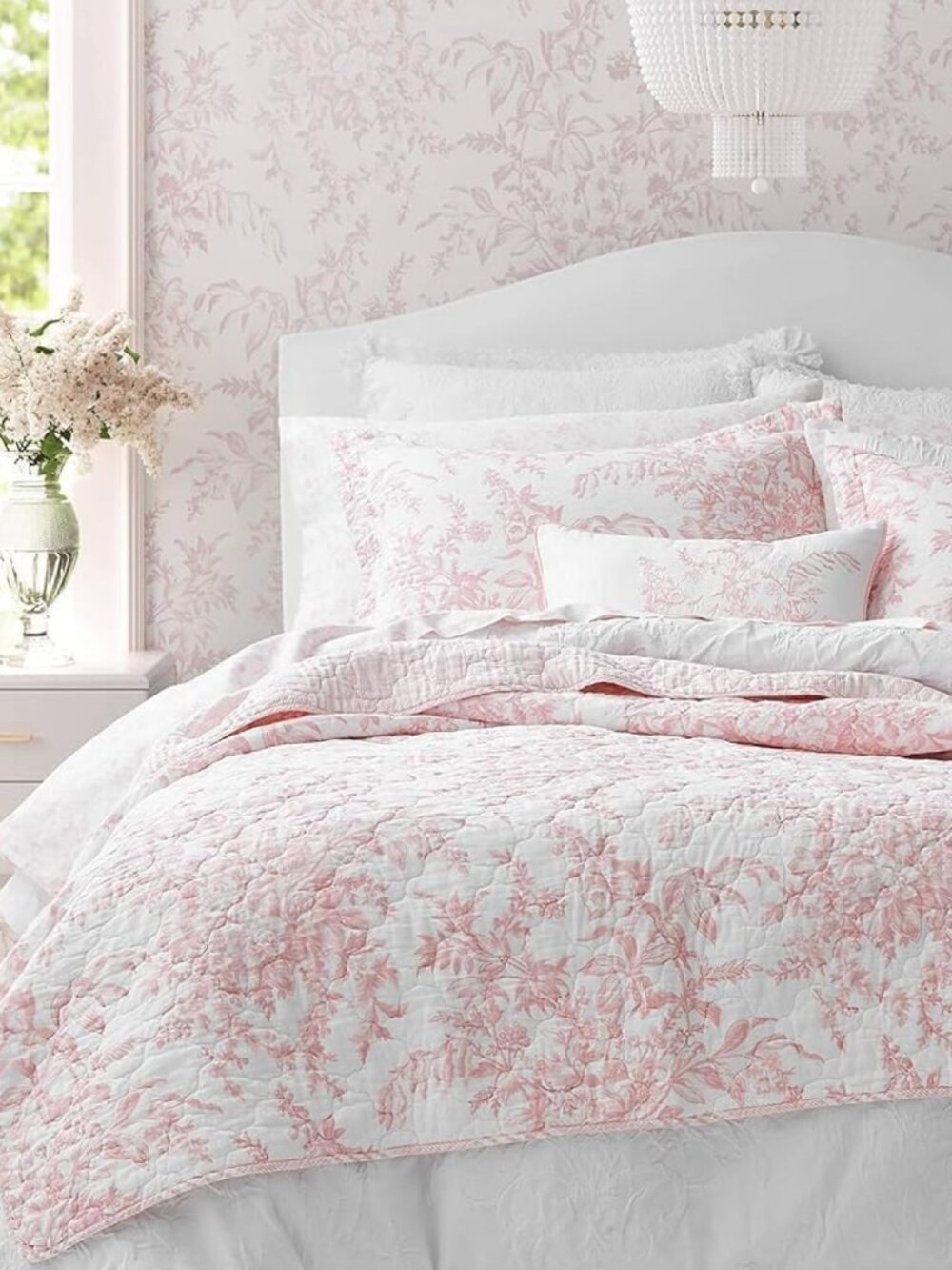 Laura Ashley - Twin Cotton Quilt with Sham, Reversible 2-Piece Bedding